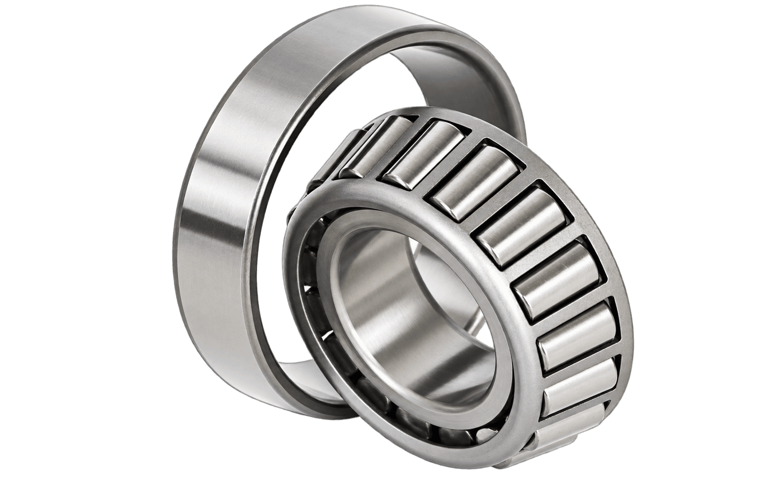 Exploded view of tapered roller bearing components